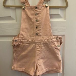 H&M 8-9yr girls peach color denim shirt overalls